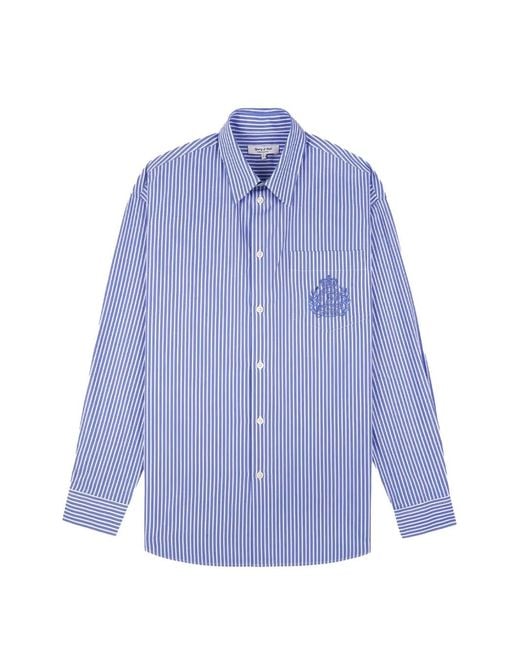 Sporty & Rich Blue Ny Crest Striped Shirt