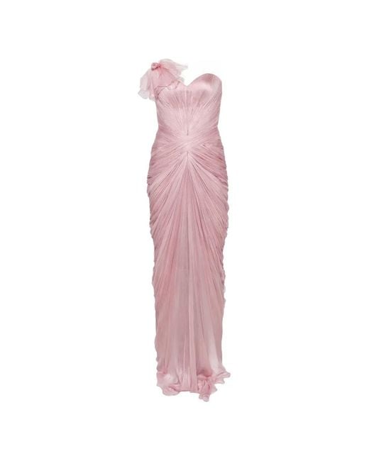 IRIS SERBAN Pink Suriel Ruched Maxi Dress