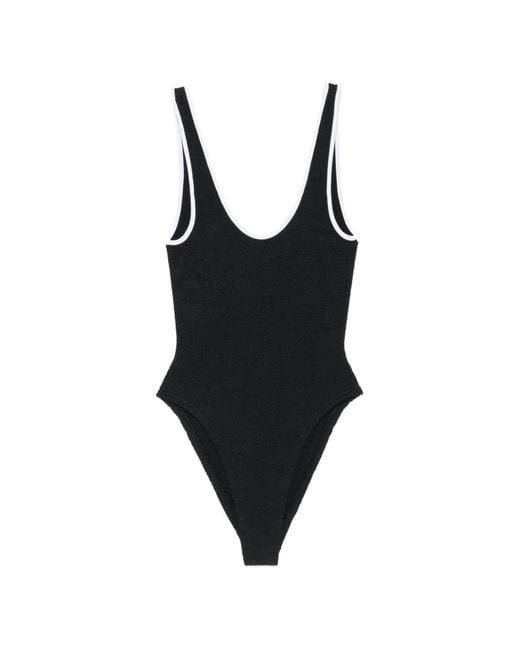 Hunza G Black Crinkle-Effect Swimsuit