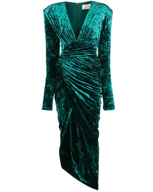 Alexandre Vauthier Green Plunging V-neck Velvet Maxi Dress