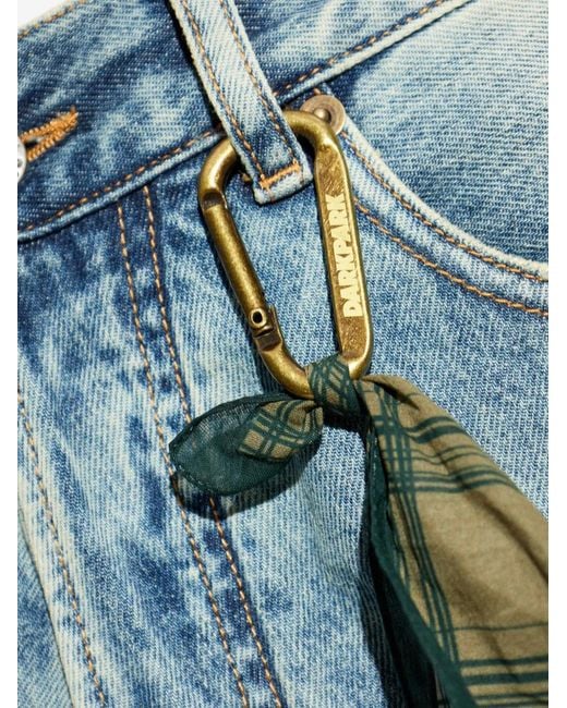 DARKPARK Blue Frayed Button Jeans for men