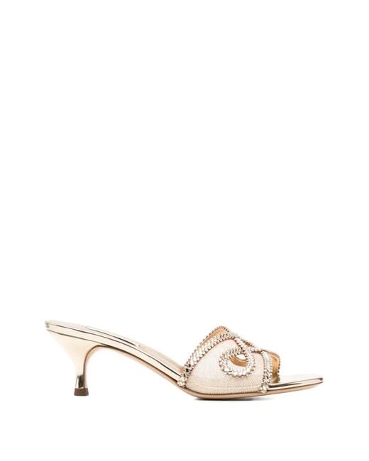 Casadei Natural Crystal-Embellished Metallic Sandals