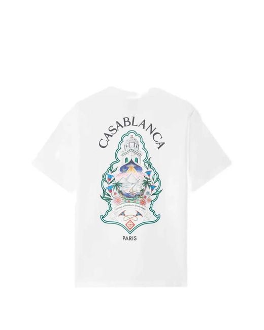 Casablanca White Hotel Emblem Graphic-Print T-Shirt for men