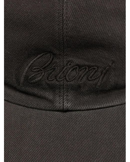Brioni Black Logo-Embroidered Cap for men