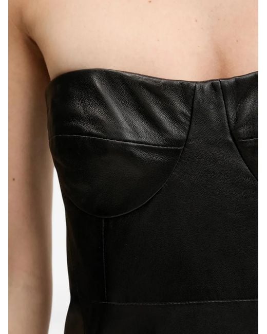 IRO Black Betti Strapless Leather Bodice Midi Dress