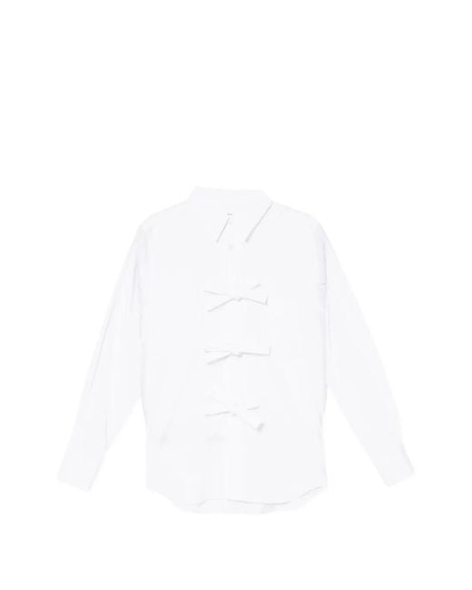 Comme des Garçons White Bow-Detail Long-Sleeve Cotton Shirt