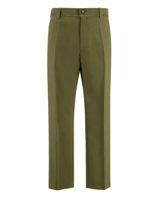 Marni Wollen Broek Met Geplooid Detail in het Green voor heren