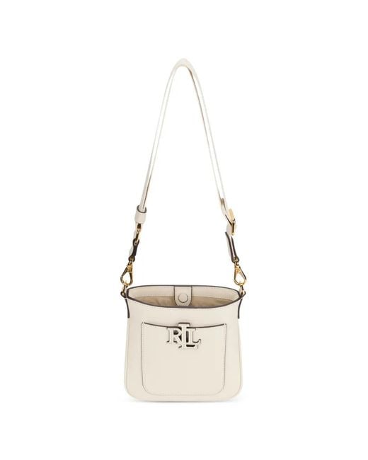 Ralph Lauren White Cameryn Logo-Plaque Leather Cross Body Bag