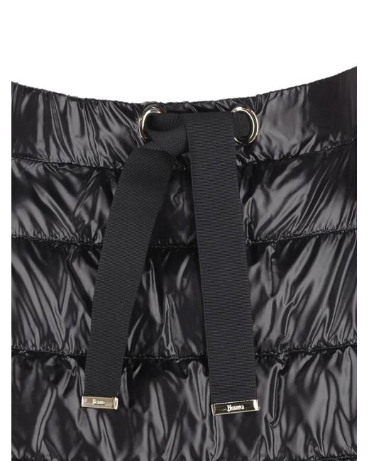 Herno Black Quilted Drawstring Maxi Skirt