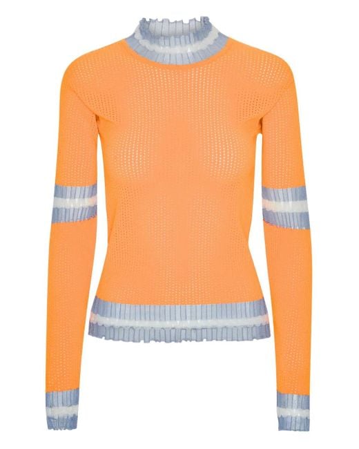 Henrik Vibskov Orange Perforated Ruffled Sweater