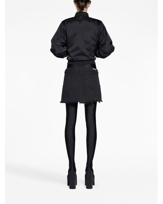 Minifalda vaquera con efecto envejecido Balenciaga de color Black