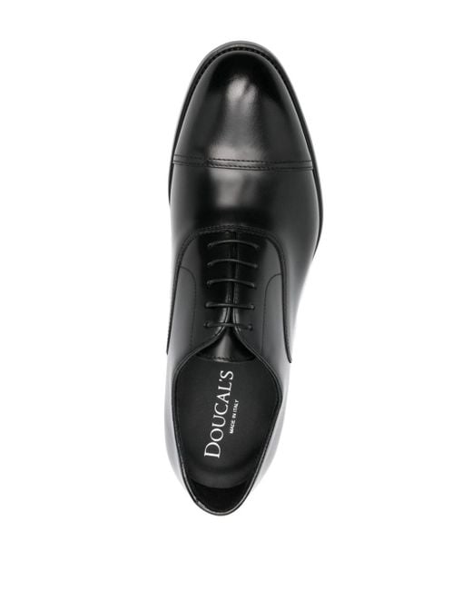 Doucal's Black Leather Derby Shoes for men