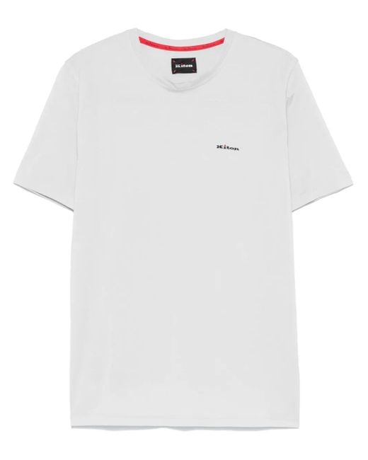 Kiton White Logo-Embroidered T-Shirt for men