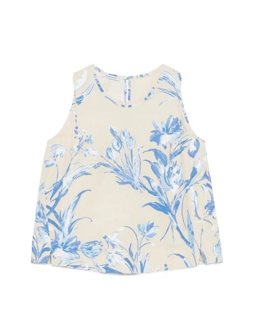 ROSSO35 Blue Floral Top