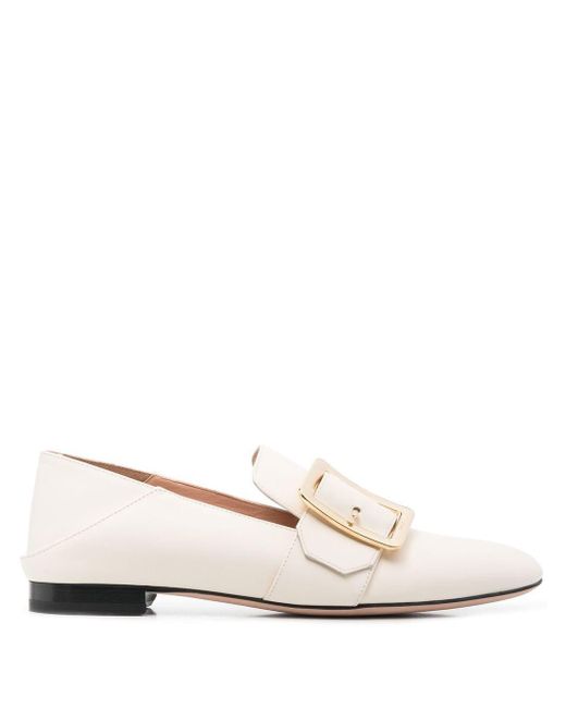 Bally Leather Janelle Buckled Ballerina Pumps in Natural | Lyst Canada