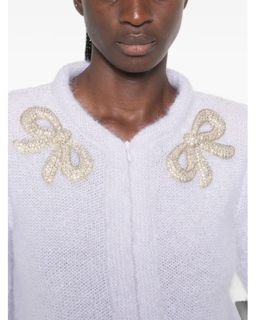 Valentino Garavani White Bow-Embellished Cardigan