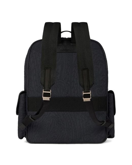 Etro Black Logo-Detail Backpack for men