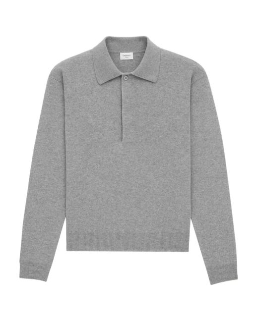 メンズ Saint Laurent Long-sleeved Polo Shirt Gray