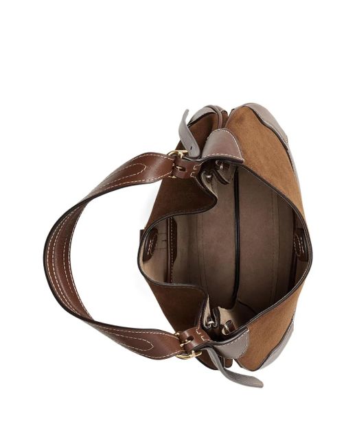 Polo Ralph Lauren Brown Polo Id Suede Leather Small Shoulder Bag