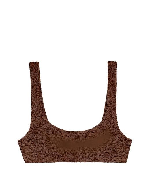 Mc2 Saint Barth Brown Naima Elise Crinkle-Effect Bikini Top