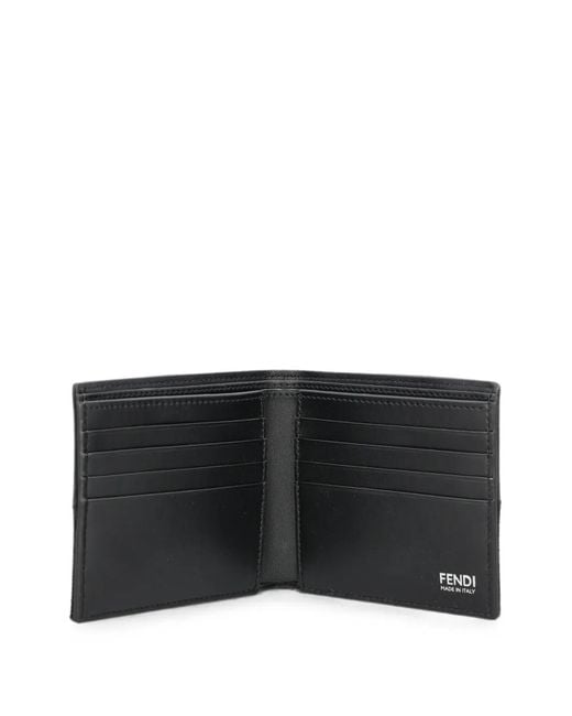 Fendi Black Ff Zucca Jacquard And Leather Bi-Fold Wallet for men