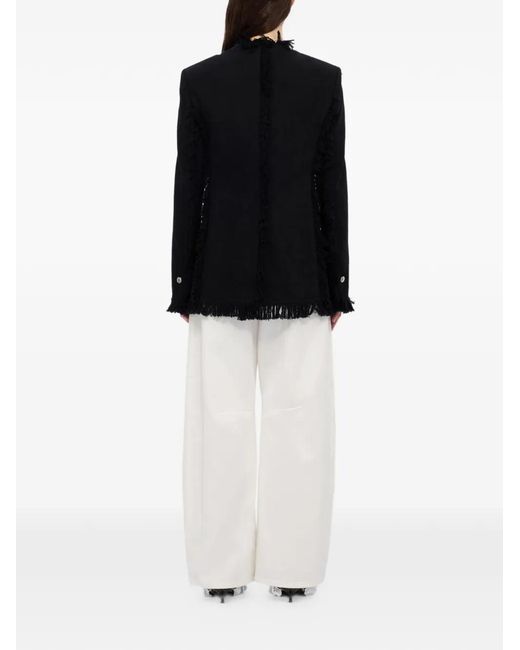 MSGM Black Fringed Buttoned Jacket