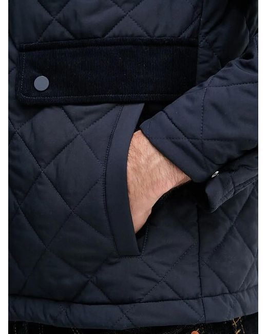Benetton Blue Quilted Corduroy-Collar Jacket for men