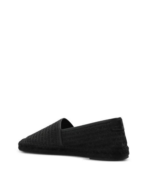 Emporio Armani Black Monogram-Jacquard Espadrilles for men