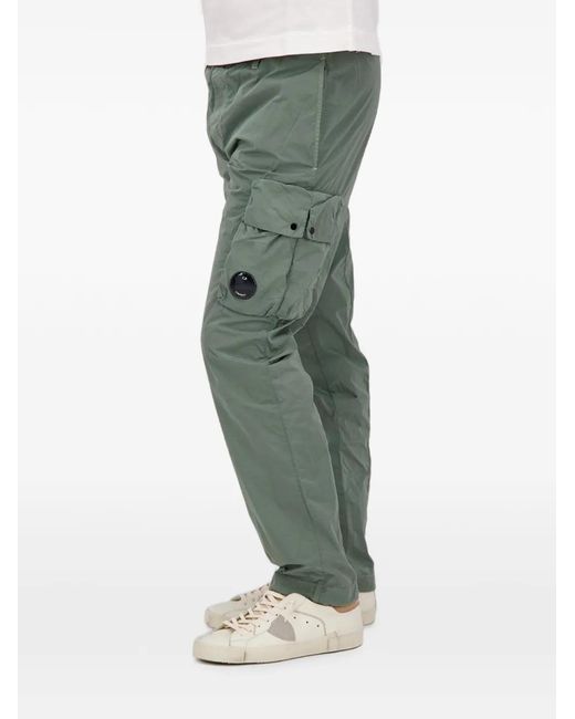 C P Company Green Chrome-R Ergonomic Cargo Lens Pants for men