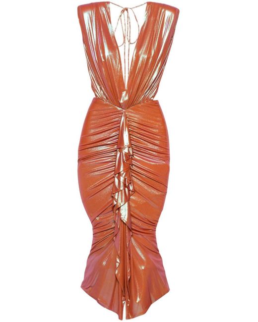 Alexandre Vauthier Orange Draped-detail Dress