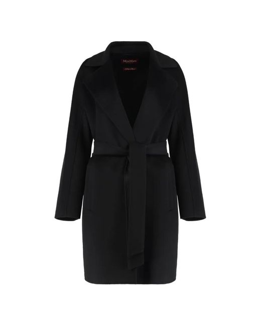 Max Mara レディース ブラック ノッチドラペル コート