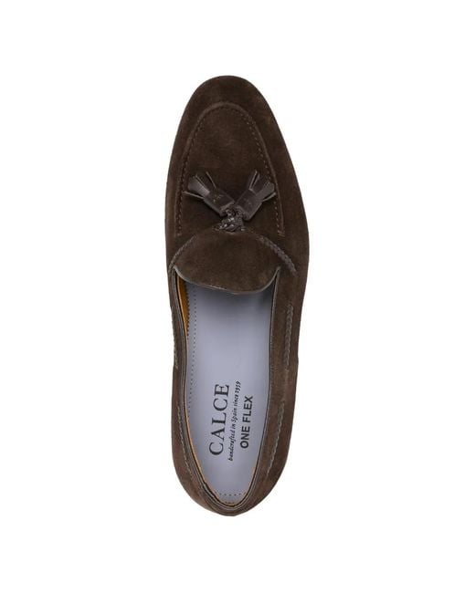 Calce Brown Tassel Trim Loafers for men