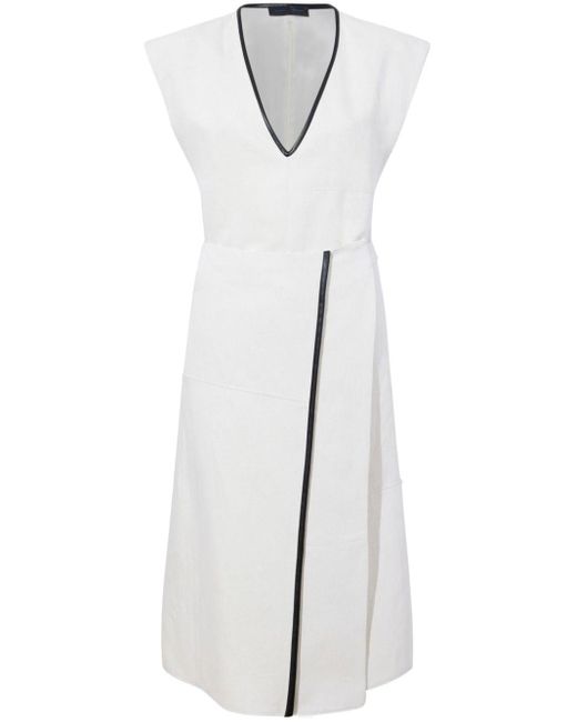 Proenza Schouler White V-neck Cotton Blend Wrap Dress