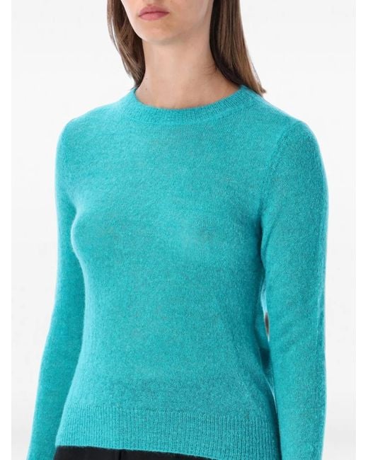 Studio Nicholson Blue Eyla Crew-Neck Knit Sweater