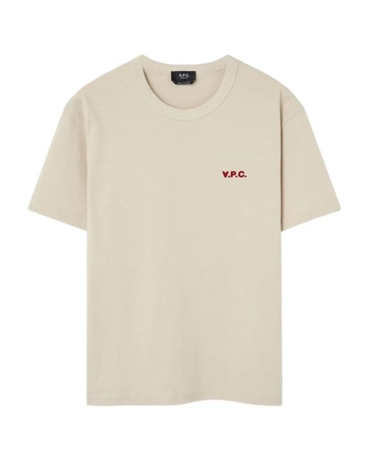 A.P.C. Herren T-Shirt Mit Logo-Stickerei in natur