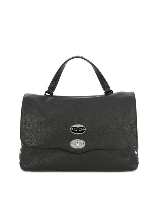 Zanellato Black Postina Daily Stud-Detail Leather Tote Bag