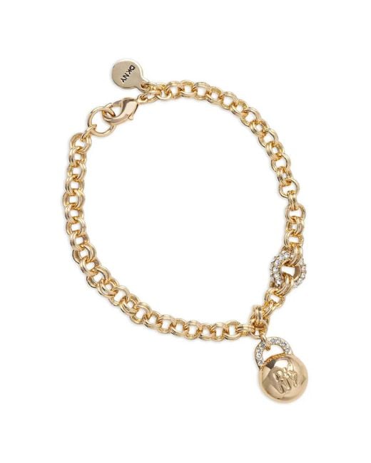 DKNY Metallic Hailey Crystal-Embellished Padlock-Pendant Bracelet