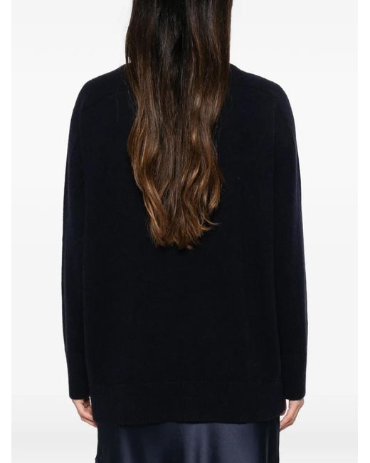 Liviana Conti Black Ribbed-Trim V-Neck Sweater
