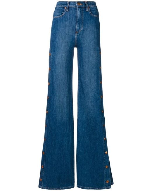 Alice + Olivia Blue Buttoned Side Flared Jeans