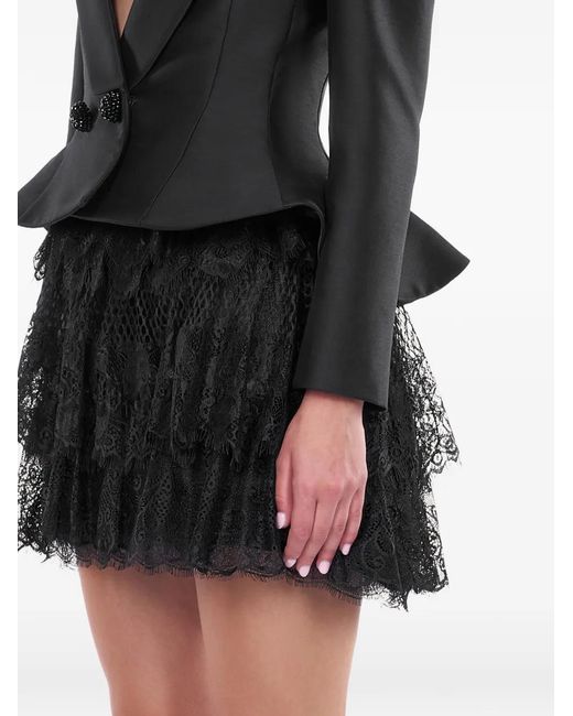 ARAFTU Blue Lace-Tiered Peplum Dress