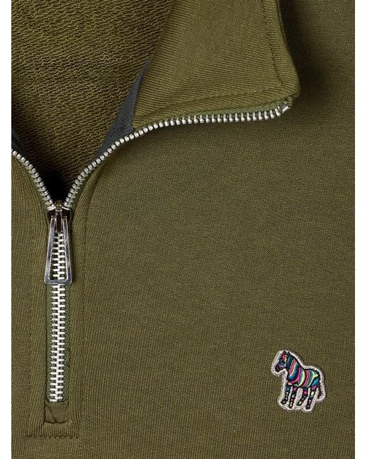 Paul Smith Green Sweat-Shirt Zippé À Logo Zèbre for men