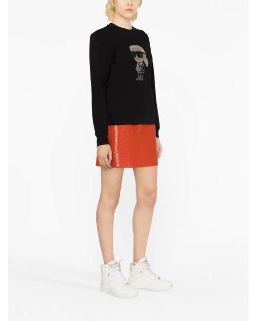 Karl Lagerfeld Black Ikon Rhinestone Karl Sweatshirt