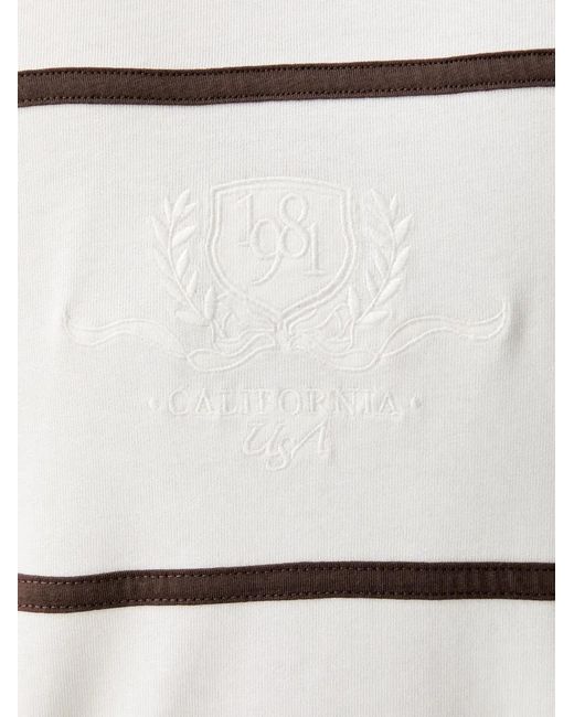 Guess White Striped Embroidered-Logo Polo Shirt for men