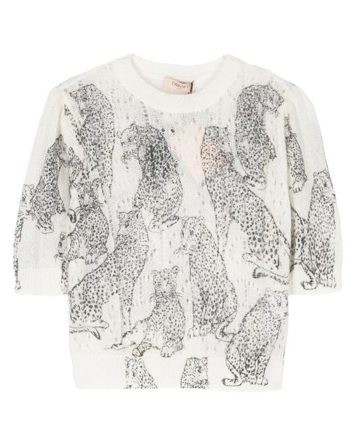 Pull Crop Twinset en coloris White