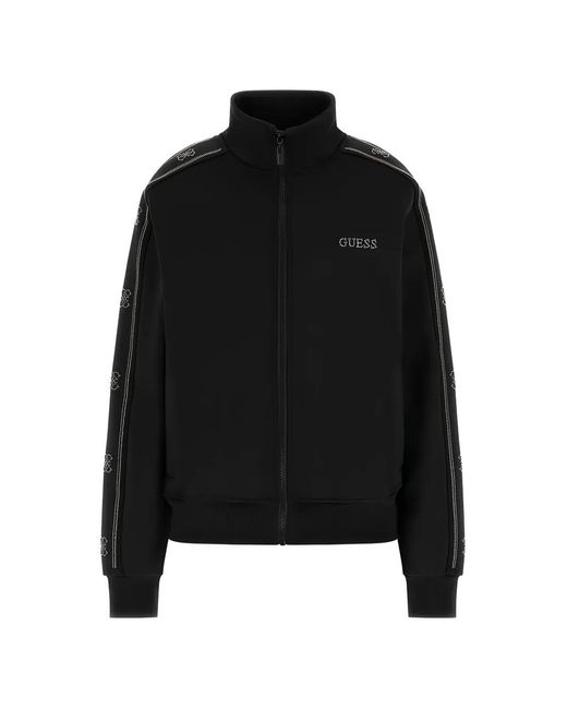 Guess Black Octavia Rhinestone-Logo Track Jacket