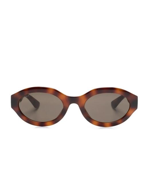 Gucci Brown Oval-Frame Sunglasses