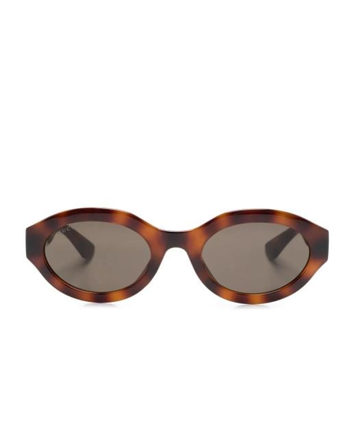 Gucci Brown Oval-Frame Sunglasses