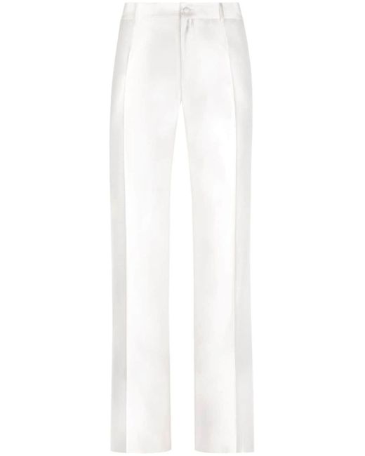 メンズ Dolce & Gabbana ストレート シルクテーラードパンツ White