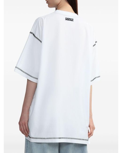 Vetements White Contrast-stitching Cotton T-shirt