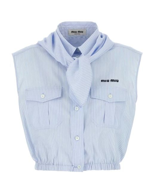 Miu Miu Popeline Blouse in het Blue
